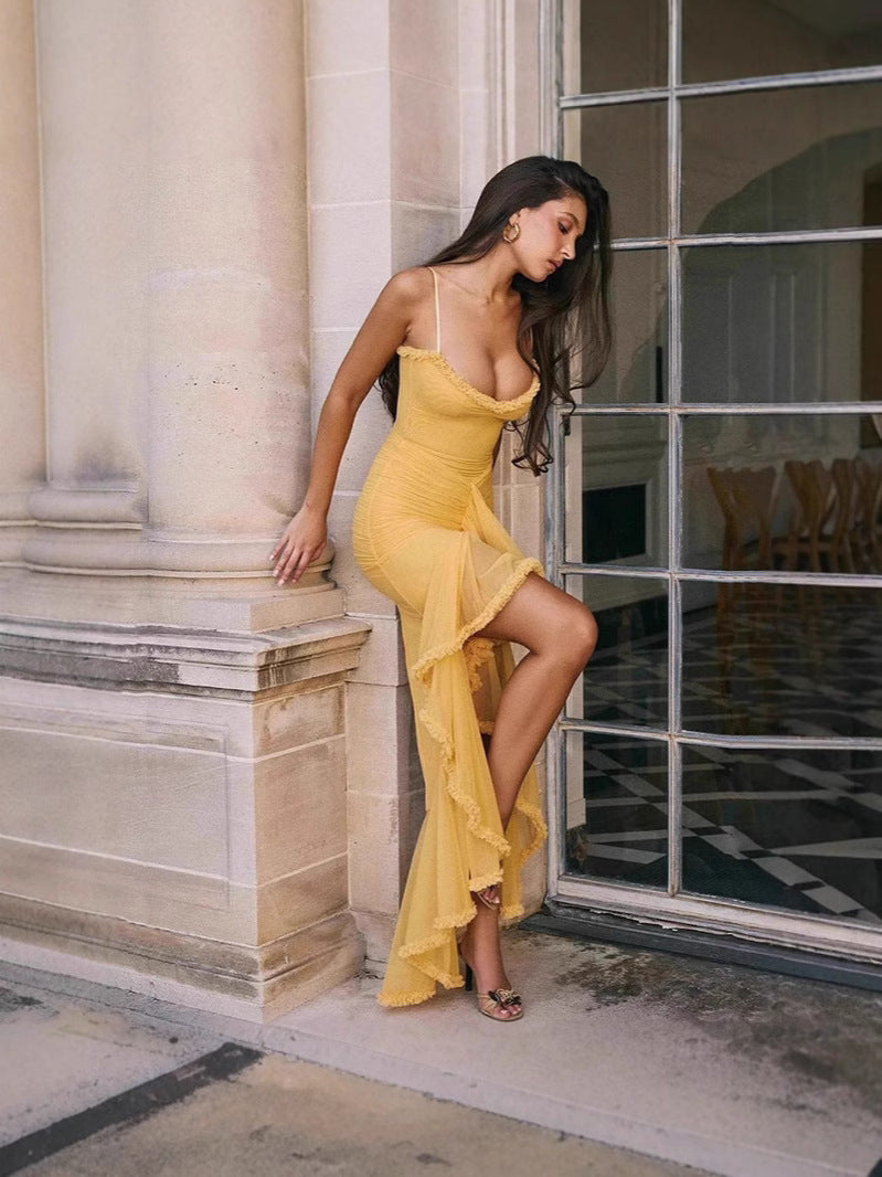 Vestido Halter con Volantes para Mujer