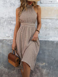 Vestido Halter con Estampado Geométrico Retro