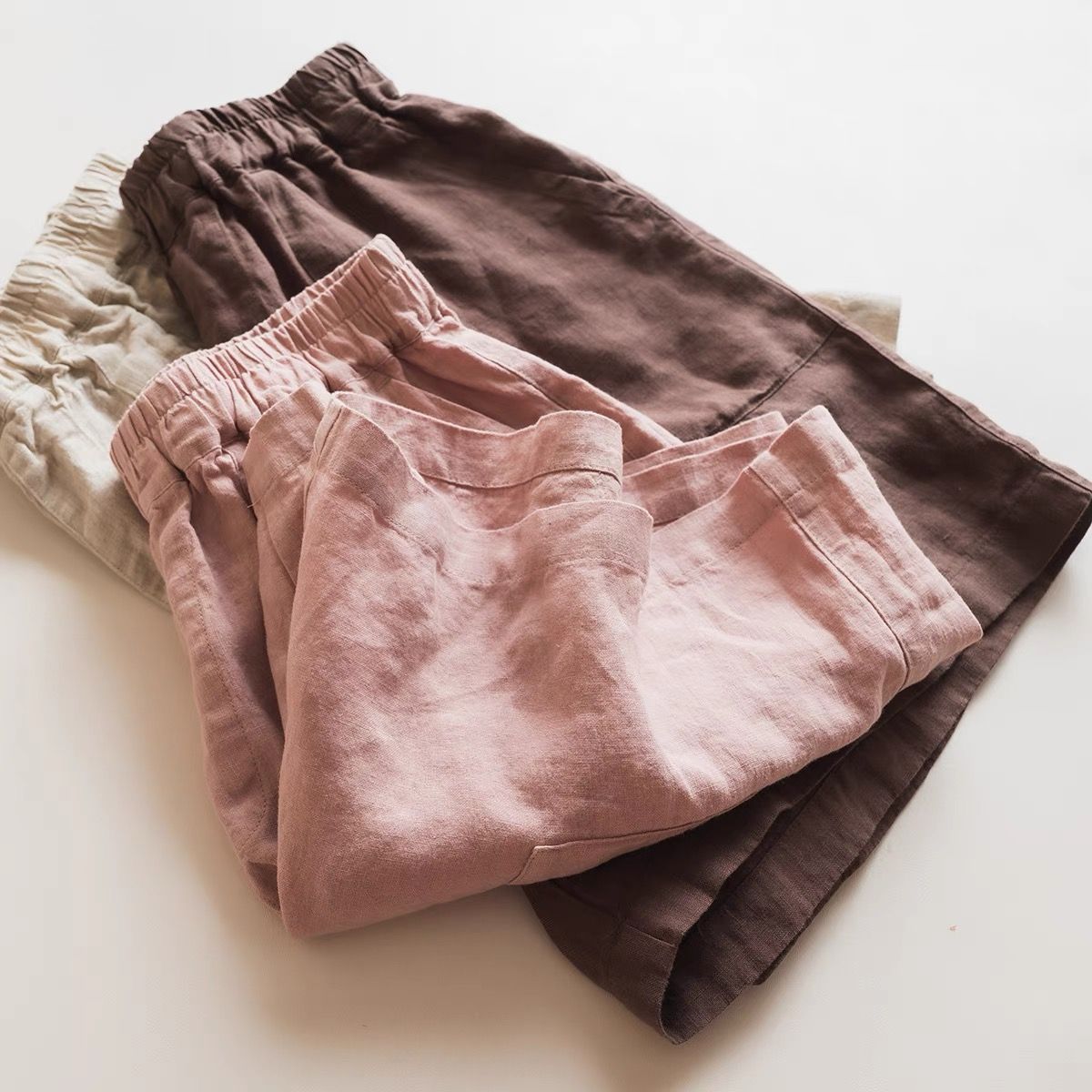 Shorts Casuales de Lino de Pierna Ancha
