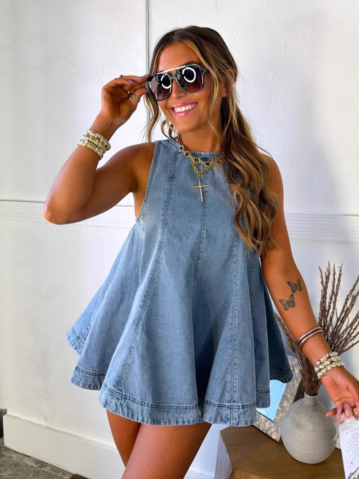 Conjunto de Chaleco Vaquero y Shorts