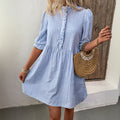 Vestido Vintage de Rayas con Manga Abullonada
