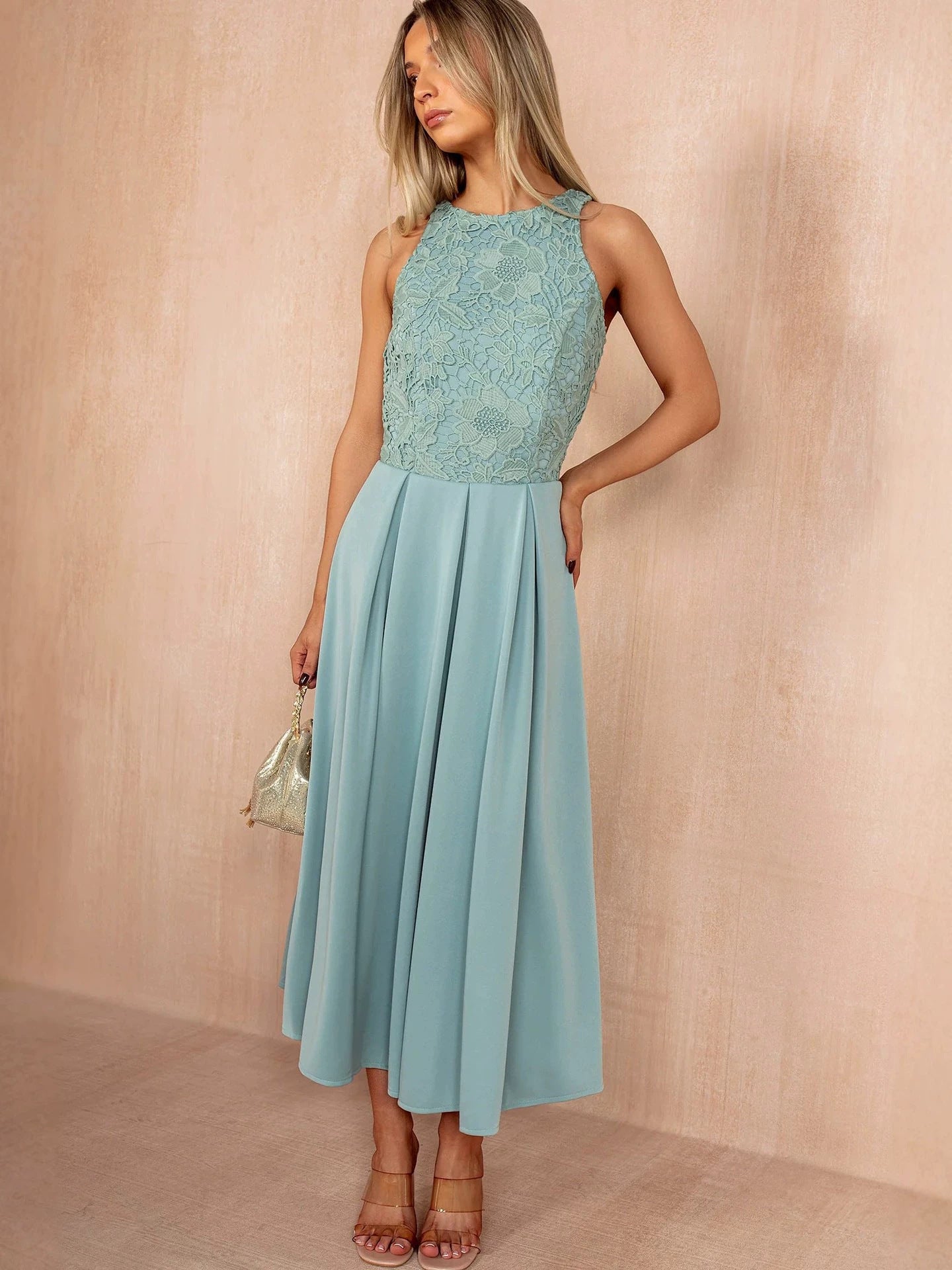 Vestido A-Line Sin Mangas con Estampado Floral