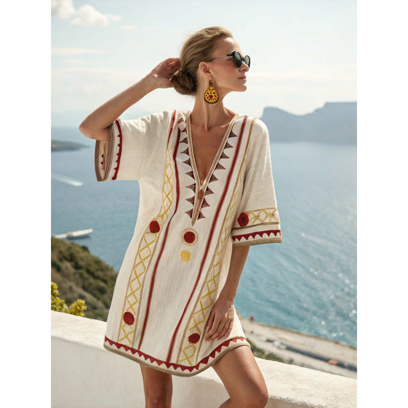 Vestido Midi Floral con Escote en V
