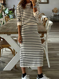 Conjunto de Camisa de Rayas y Falda Larga