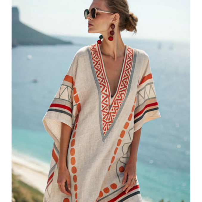 Vestido Midi Floral con Escote en V