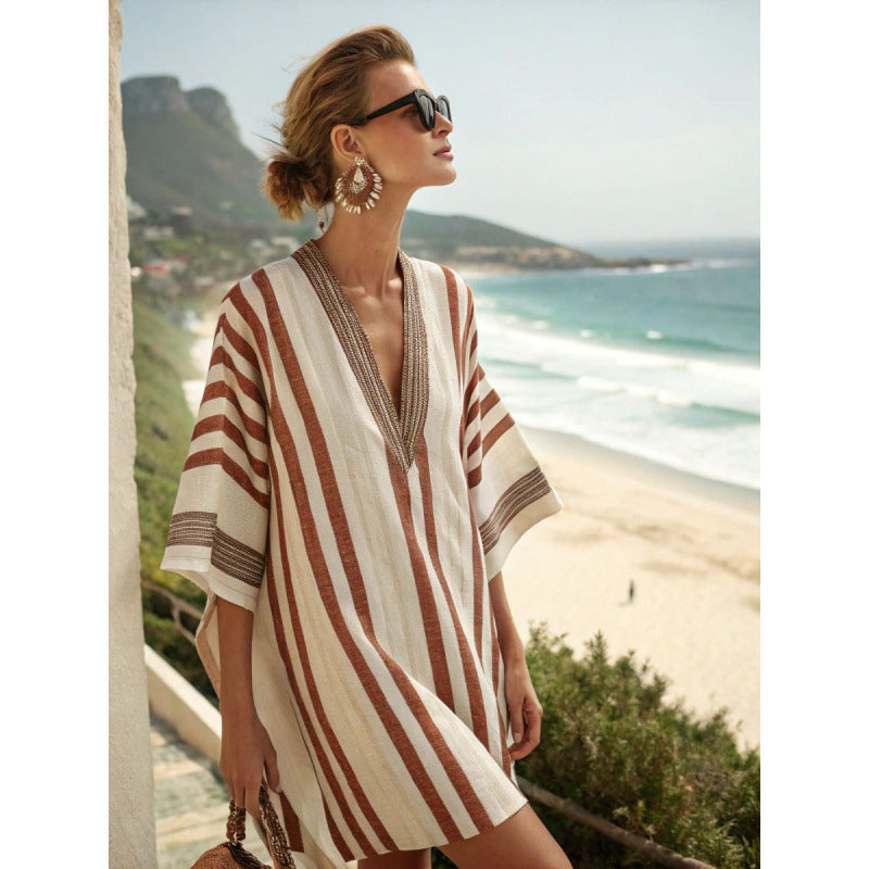 Vestido Midi Floral con Escote en V
