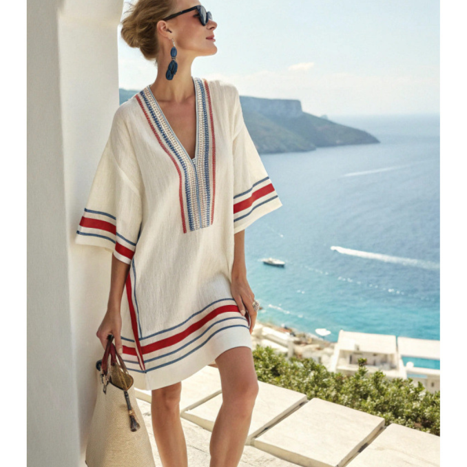 Vestido Midi Floral con Escote en V