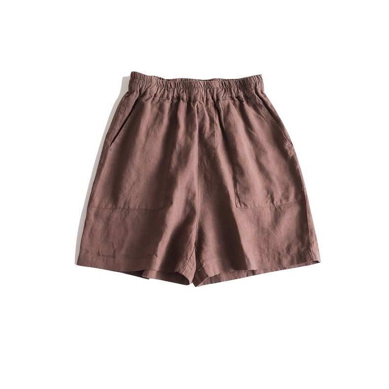 Shorts Casuales de Lino de Pierna Ancha