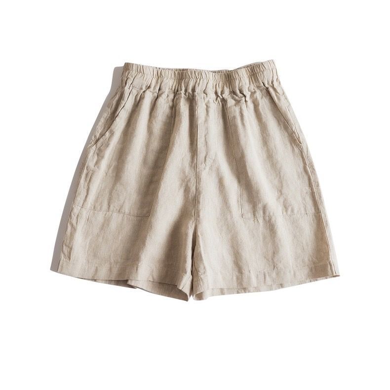Shorts Casuales de Lino de Pierna Ancha